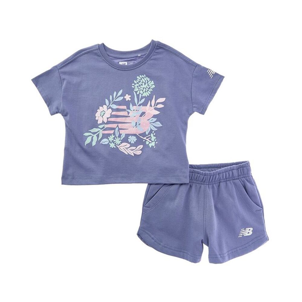 New Balance Girls  2Pc Fleece Shirt & Short Set, Blue